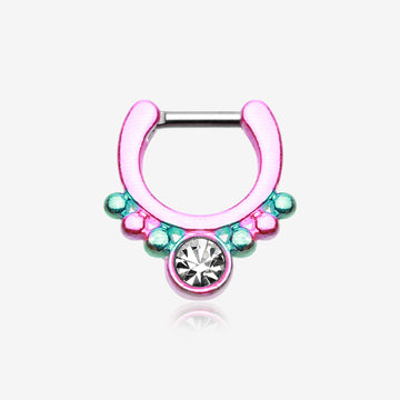 Colorline Gem Grandiose Septum Clicker-Pink/Clear